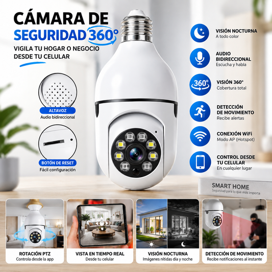 Cámara Guard360™ | Seguridad Inteligente WiFi 360° para tu Hogar